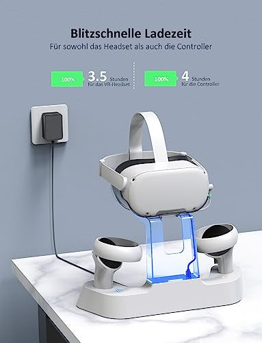 NexiGo töltőállomás LED fénnyel Oculus Quest 2-hez támogatja az Elite pántot