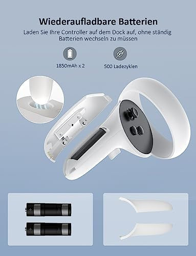 NexiGo töltőállomás LED fénnyel Oculus Quest 2-hez támogatja az Elite pántot