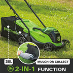 Greenworks 24V 33 cm kefementes fűnyíró 25-70 mm vágási magasság, 2 funkció, 30L