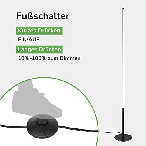 EDISHINE állólámpa LED állólámpa dimmelhető 3000K melegfehér, 1100 lumen, 147cm