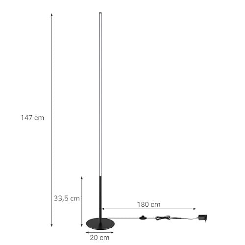 EDISHINE állólámpa LED állólámpa dimmelhető 3000K melegfehér, 1100 lumen, 147cm