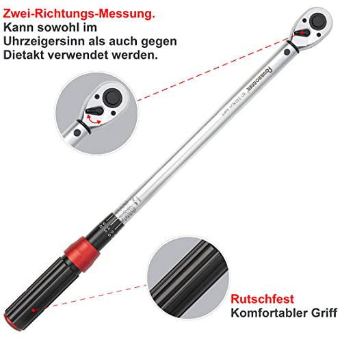 FOURROBBER 1/2 colos nyomatékkulcs 60-330 Nm, autó, motorkerékpár, ± 3% pontosság