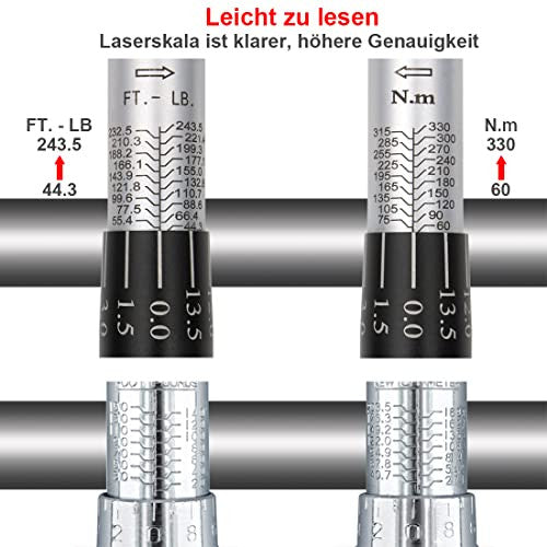 FOURROBBER 1/2 colos nyomatékkulcs 60-330 Nm, autó, motorkerékpár, ± 3% pontosság