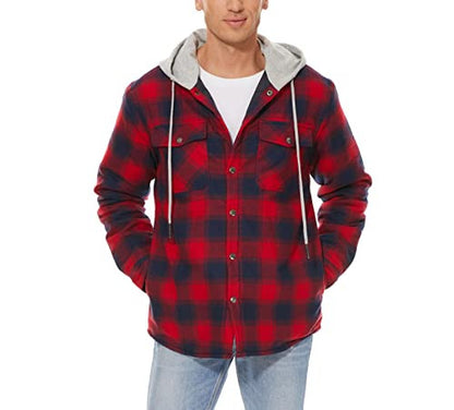 MAGCOMSEN férfi thermoing hosszú ujjú kapucnis flaneldzseki fekete, XXL