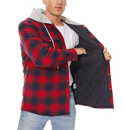 MAGCOMSEN férfi thermoing hosszú ujjú kapucnis flaneldzseki fekete, XXL
