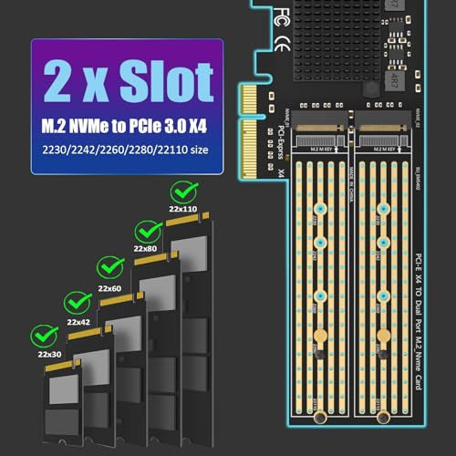 GLOTRENDS PA20 2 portos M.2 NVMe PCIe 3.0 X4 adapter PCIe bifurkáció