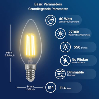 FLSNT E14 LED izzó 5,5W 6 darabos, meleg fehér