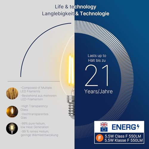 FLSNT E14 LED izzó 5,5W 6 darabos, meleg fehér