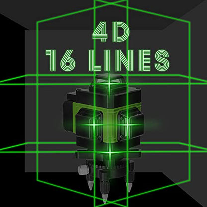 KKnoon 4D lézeres szintező 16 vonallal, 2 újratölthető akkumulátorral és 1,2 m-es