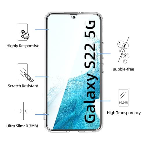 NEW'C tok Samsung Galaxy S22 5G átlátszó szilikon puha TPU gél és 2 darabos üveg