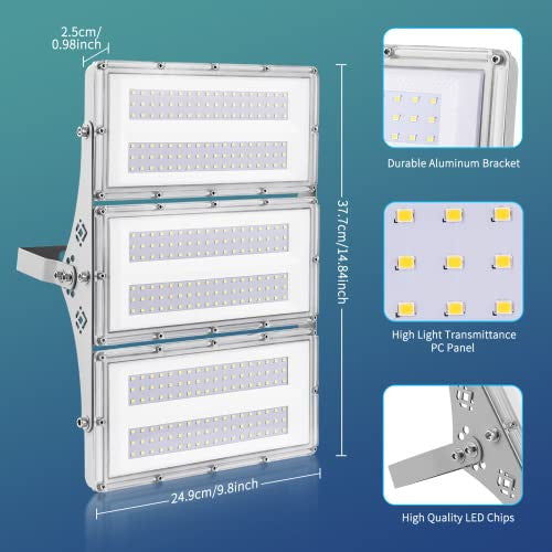 Viugreum Upgrade 300W LED reflektor 24000LM, IP65, 6500K, hidegfehér, 50cm kábel