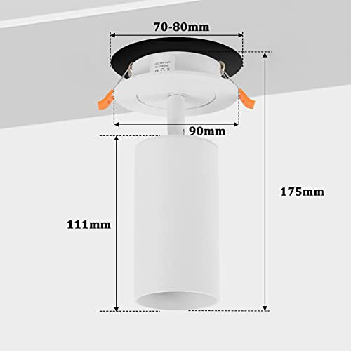 Yafido 2 darabos led mennyezeti lámpa fehér, 1 égős, forgatható 360°, GU10