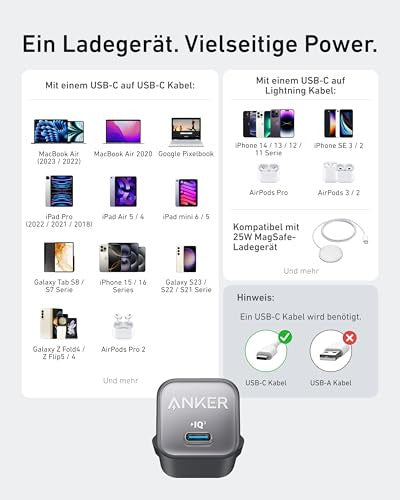 Anker 511 töltő Nano 3, 30W, USB-C, PIQ 3.0 PPS, iPhone 15/15 Plus/15 Pro/15 Pro
