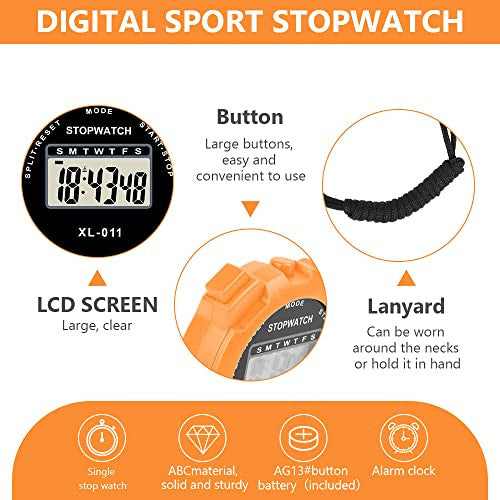 Vicloon digitális sport stopperóra nagy kijelzővel narancs
