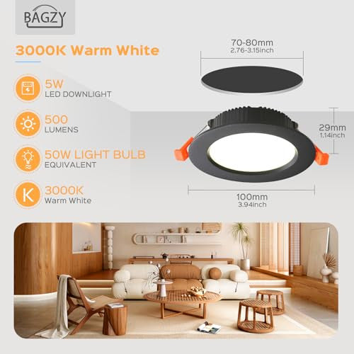 BAGZY LED süllyesztett mennyezeti lámpa 9W 10 darabos, 900LM, meleg fehér 3000K
