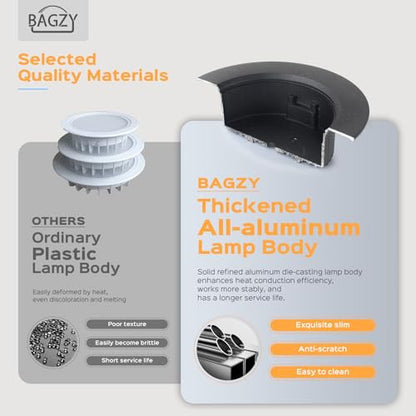 BAGZY LED süllyesztett mennyezeti lámpa 9W 10 darabos, 900LM, meleg fehér 3000K