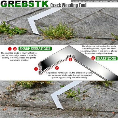 GREBSTK repedés gyomláló eszköz rozsdamentes acél kézi gyomláló bükkfa nyéllel 57 cm