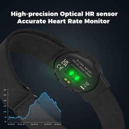 moofit HW401 pulzusmérő karkötő, IP67 vízálló, Bluetooth/ANT+ támogatás, újratölthető