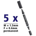 STAEDTLER Lumocolor permanent duo marker fekete, 5 darabos