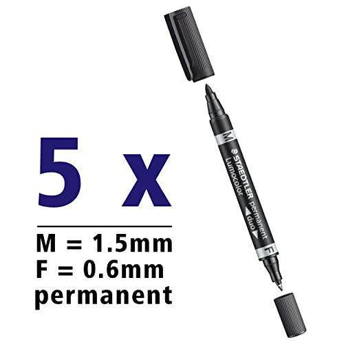 STAEDTLER Lumocolor permanent duo marker fekete, 5 darabos