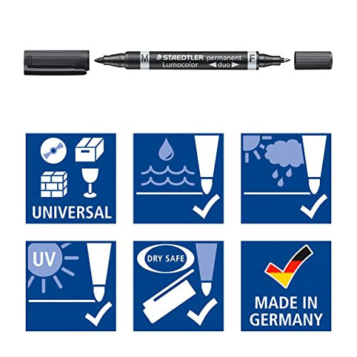 STAEDTLER Lumocolor permanent duo marker fekete, 5 darabos