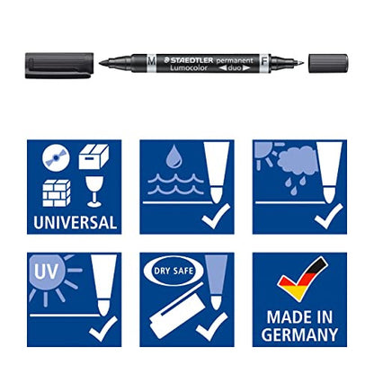 STAEDTLER Lumocolor permanent duo marker fekete, 5 darabos