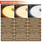 XUNATA LED neon fény, COB LED neon szalag 220V vízálló rugalmas LED szalag szuper