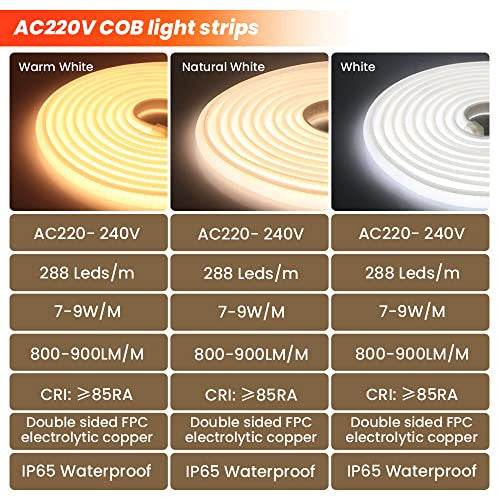XUNATA LED neon fény, COB LED neon szalag 220V vízálló rugalmas LED szalag szuper