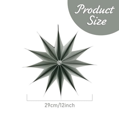 SUNBEAUTY papír karácsonyi csillag lámpások, 3 darabos 30 cm, 12 ágú csillag, szürke