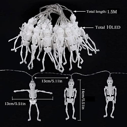 Halloween szellem fényfüzér, 1,5 m 10 LED szellem dekoráció