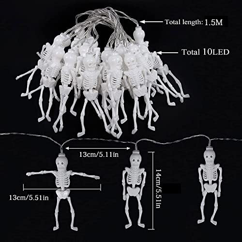 Halloween szellem fényfüzér, 1,5 m 10 LED szellem dekoráció