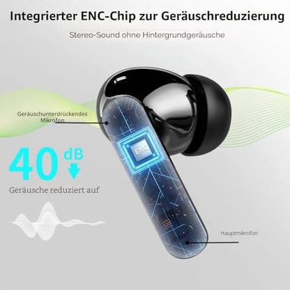 Btootos Bluetooth 5.4 fülhallgató zajszűrős, mély basszus, 36 óra lejátszás, LED