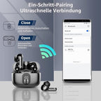 Btootos Bluetooth 5.4 fülhallgató zajszűrős, mély basszus, 36 óra lejátszás, LED