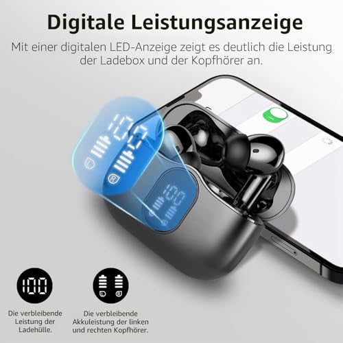 Btootos Bluetooth 5.4 fülhallgató zajszűrős, mély basszus, 36 óra lejátszás, LED