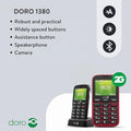 Doro 1380 2G dual SIM mobiltelefon időseknek 2,4 hüvelykes kijelző, kamera