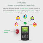 Doro 1380 2G dual SIM mobiltelefon időseknek 2,4 hüvelykes kijelző, kamera