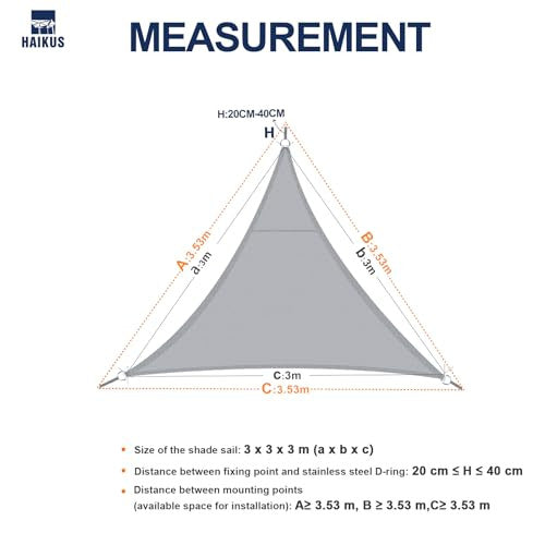 HAIKUS SHADE SAIL vízálló napvitorla, 3x3x3m, homok, poliészter, vízlepergető, 98%