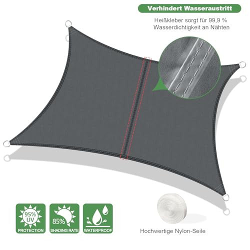 AXT SHADE napvitorla vízálló téglalap 5x6m szürke antracit