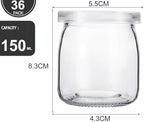 JMIATRY 36 darabos üvegpohár készlet fedéllel 150 ml, kerek, átlátszó