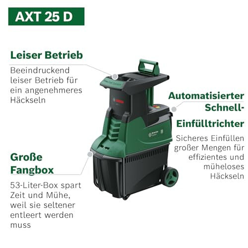 Bosch AXT 25 D kerti aprító 2500 W, fa és kemény bozót, beépített 53 L, karton