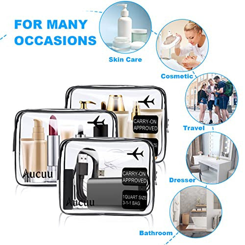 Clear piperecikk táska, 2 darabos PVC vízálló piperecikk hordtáska, TSA jóváhagyott