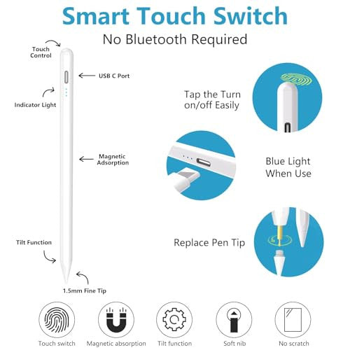 Stylus Pen iPad 2018-2023 érintőceruza fehér
