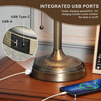 Newrays zöld üveg bankári asztali lámpa húzókapcsoló, USB gyors töltőport