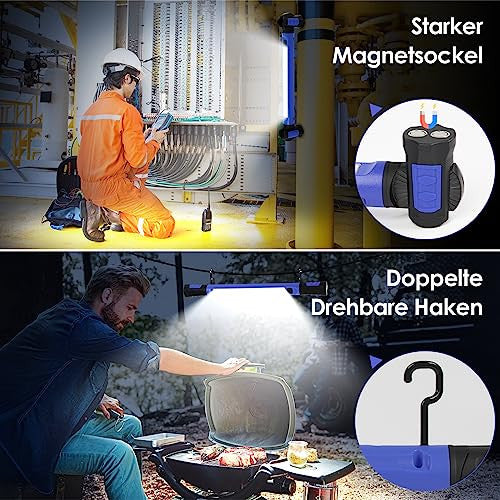 Work Light 2500LM LED munkalámpa 5200mAh, újratölthető, mágneses, akasztós, vezeték