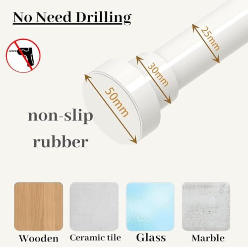1 darab zuhanyfüggöny rúd fúrás nélkül, rozsdamentes acél, állítható 110-200cm - outlet termék
