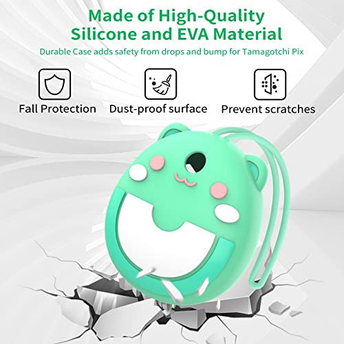 Oziral szilikon tok Pix Electronic Virtual Pet játékkonzolhoz, kézpánttal zöld