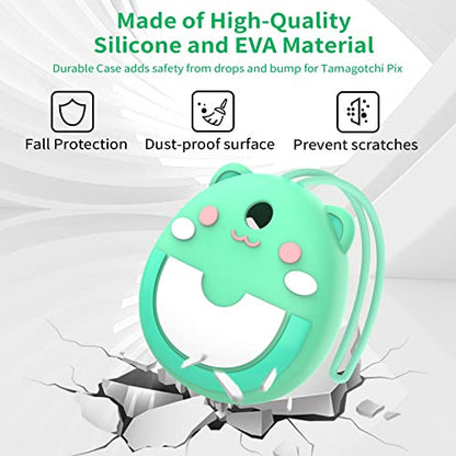 Oziral szilikon tok Pix Electronic Virtual Pet játékkonzolhoz, kézpánttal zöld