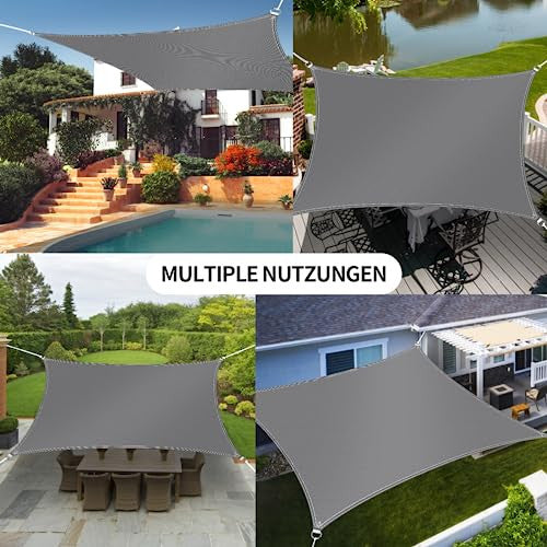 OZMI A003 téglalap alakú napvitorla, 3 x 4 m, PES szélvédő napellenző UV-védelemmel