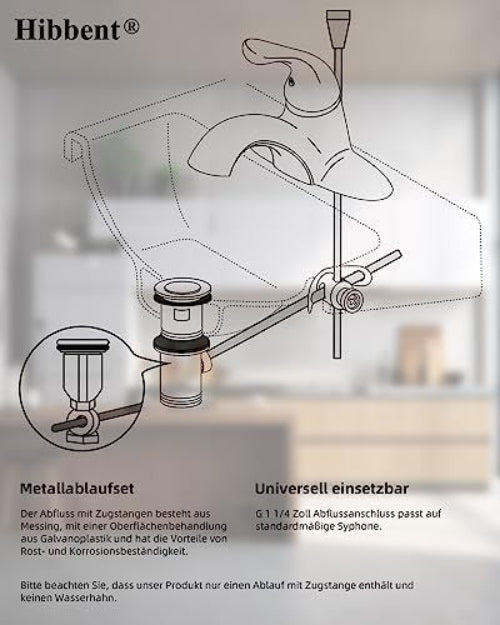 Hibbent mosdó lefolyó dugó készlet króm