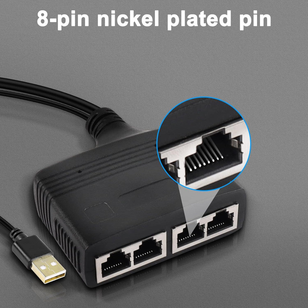 XMSJSIY Ethernet elosztó 1 férfi 4 női hálózati adapter 100Mbps